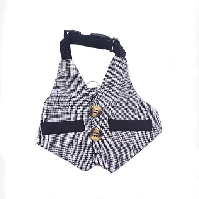 Multipurpose Rabbit Vest Harness and Leash Set Small Animal Adjustable Soft Harness with Button Decor Formal Suit Style for Bunny Rabbit Kitten Small Animal Walking (M)