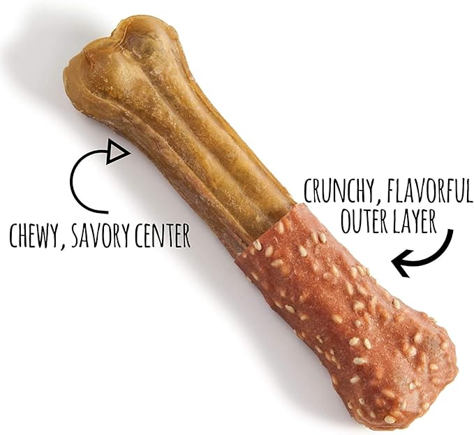 Pet 'n Shape Long Lasting Chewz Dog Treats - Chicken Wrapped Rawhide - 1 Bone, 6-Inch Long