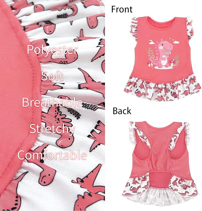 XPUDAC 4 Pack Dog Dresses Cute Printed Puppy Clothes for Small Dogs Girl Chihuahua Doggie Outfits Tank Top Vest Dresses Cat Apparel,Medium(Chest-17.6")