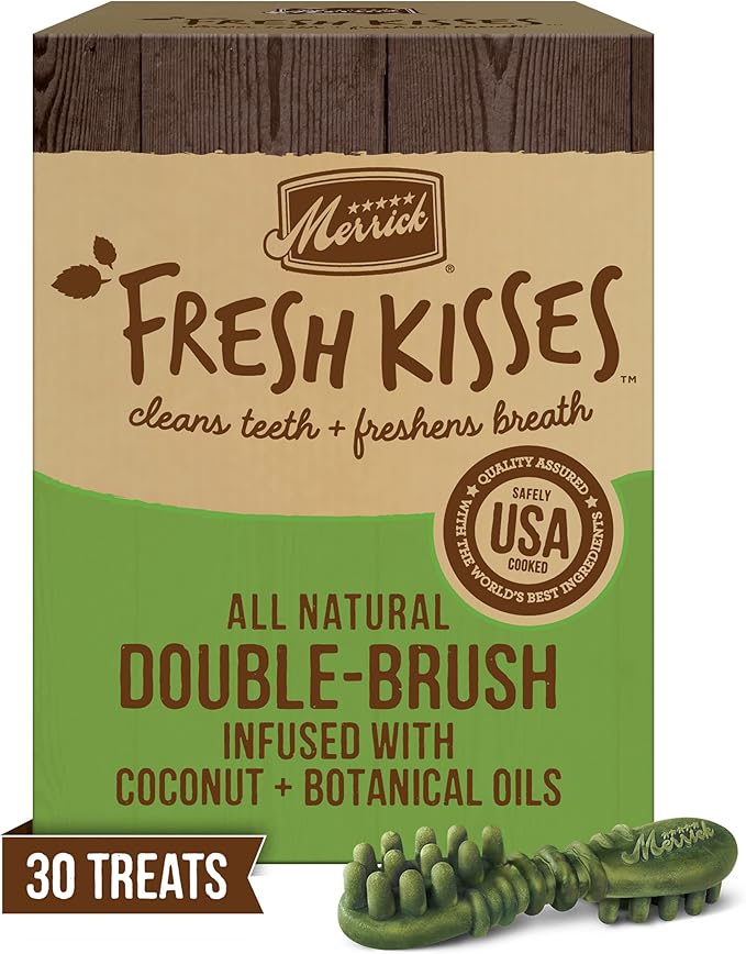 Merrick Fresh Kisses Natural Dental Chews Infused With Coconut And Botanical Oils For Medium Dogs 25-50 Lbs - 30 ct. Box