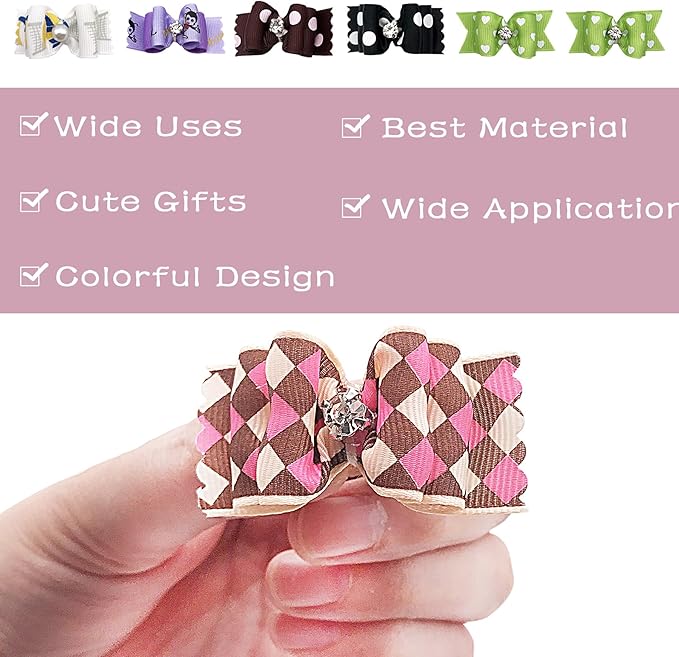 PET SHOW 50pcs Small Dog Hair Bows with Rubber Bands for Medium Dogs Puppies Cats Kittens Rabbits Topknot Grooming Costumes Hair Accessories