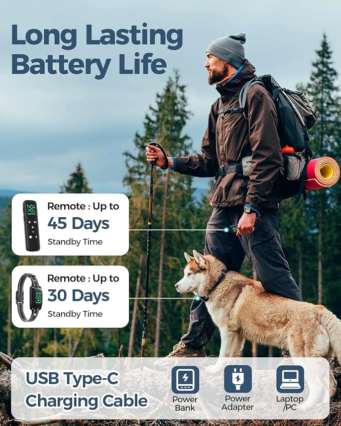 Shock Collar for Dogs- 3300FT Dog Shock Collar with Remote Control for 8-120 lbs Medium Large Dogs with 4 Training Modes, Security Lock, Rechargeable IPX7 Waterproof
