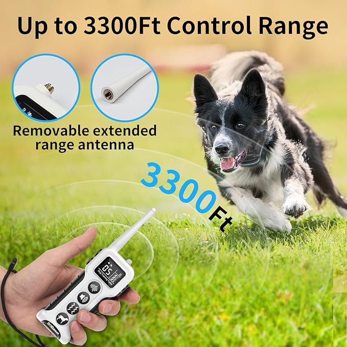 No Shock Dog Training Collar with Remote - 3300ft Range, Vibration & 9 Tones, Adjustable Vibrating Collar for Small, Medium & Large Dogs