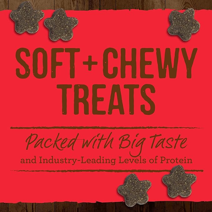 (4 Pack) Merrick Power Bites Natural Grain Free Gluten Free Soft & Chewy Chews Dog Treats - Chicken, Beef, Turducken, Salmon with 10ct pet Wipes