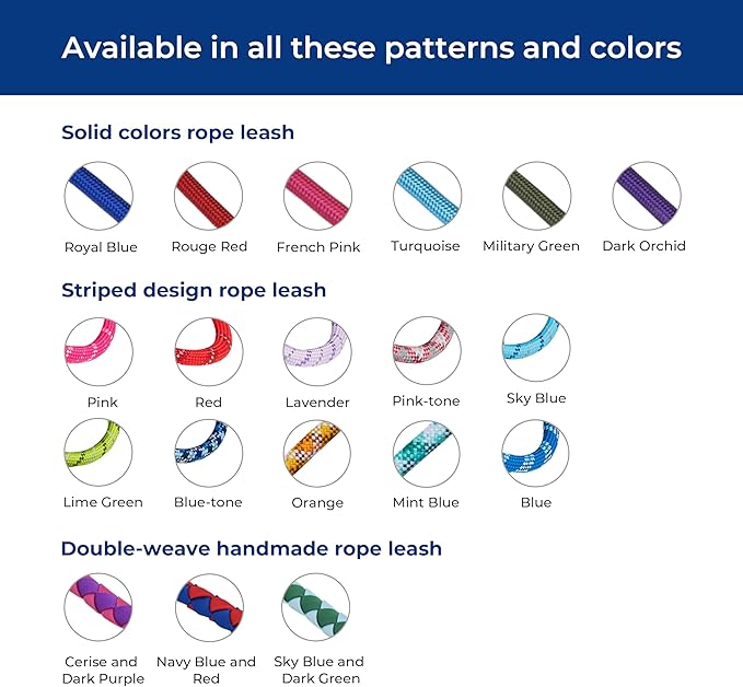 Blueberry Pet Essentials Dog Leash, Puppy Essentials, Strong Rope Dog Leashes for Large Dogs Heavy Duty, 4ft, Comfortable Neoprene Handle, French Pink, Eco-Friendly, Water & Dirt Resistant