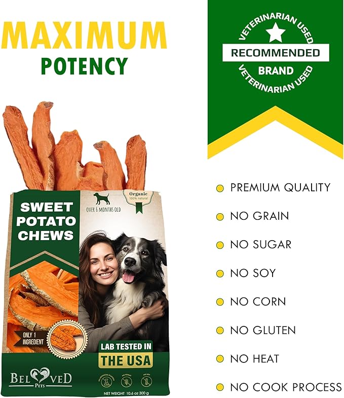 Dog Treats Sweet Potato Chips 11 oz - All Natural Pet Snack Chews - Grain Free & Human Grade Dried Snacks in Bulk - Best Jerky for Training Small & Large Dogs