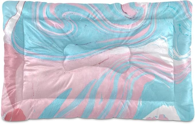 Blue-Pink Marble Texture Pet Beds, Soft Dog or Cat Beds Ideal for Dog Crates, Machine Wash & Dryer Friendly (18" x 24")