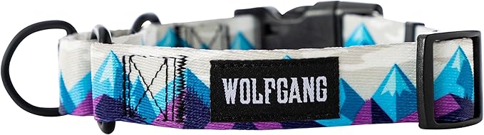 Wolfgang Heavy Duty Martingale Dog Collar with Quick Release Nylon Buckle for Walking & Training, RockyPeaks Print, Large