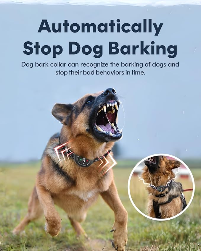 2-in-1 Shock Collar for Dogs, Dog Training Collar - 3300FT Anti Barking Dog Bark Collar with Remote Control IP67 Waterproof, 5 Adjustable Sensitivity for Dogs 10-150lbs, E-Collar Security Lock