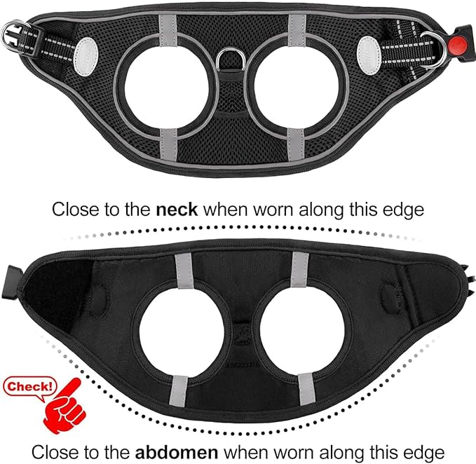 Joytale Small Dog Harness, Breathable Mesh Step-in Vest, Reflective Soft Padded Harnesses for Puppies and Extra Small Dogs, Black, XS