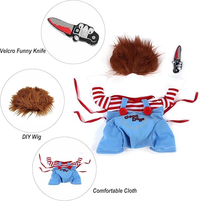 Pet Halloween Costume, Dog Funny Costume Halloween Cosplay Outfits Cute Clothes Adjustable Party Dress Up Apparel Accessories for Small Medium Large Dogs (Small)