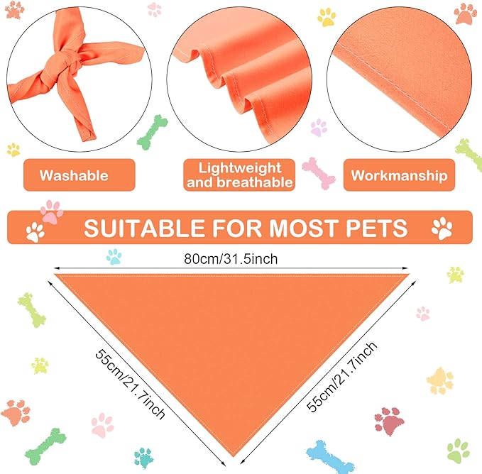 Saintrygo 20 Pcs Plain Dog Bandanas Bulk for Puppy Sublimation Washable Triangle Dog Bib Heat Transfer Adjustable Bandana for Small Medium Large Pets(32 x 22 x 22 Inches)