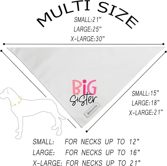 Realeaf Big Sister Dog Bandanas Pet Scarf for Large and Extra Large Female Dogs New Baby Announcement Pet Accessories Pregnancy Reveal Ideas (Big Sister, X-Large)