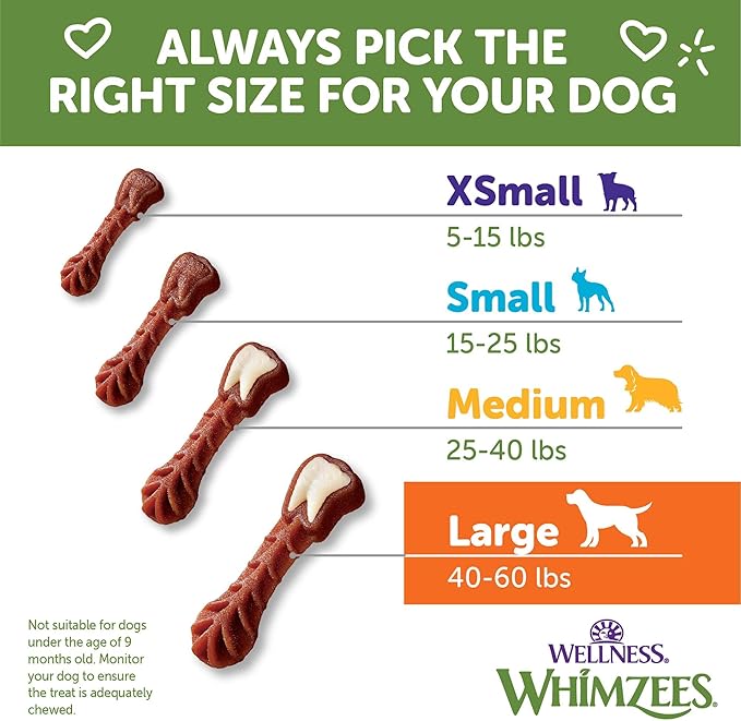 Whimzees Wellness Brushzees Dog Dental Treats, Natural Chews, Large Size Stick, (6 Count)