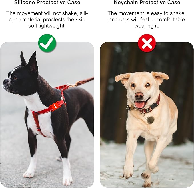 for Airtag Dog Collar Holder, Air Tag Protective Cat Airtag Dog Collar,Silicone AirTags GPS Tracking Accessories,Air Tags with Bone Pattern (1 Pack(Red))