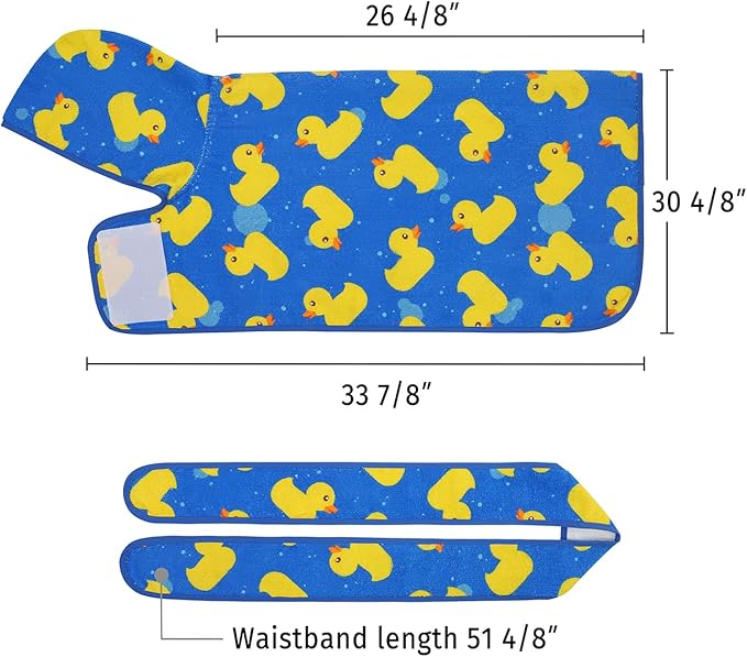 HDE Dog Bathrobe Super Absorbent Quick Drying Towel with Hood for All Dog Breeds Sizes S-XXL - Blue Rubber Ducks - XL