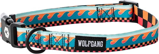 Wolfgang Heavy Duty, Adjustable Dog Collar with Quick Release Nylon Buckle for Walking & Training, BuenaOnda Print, Small