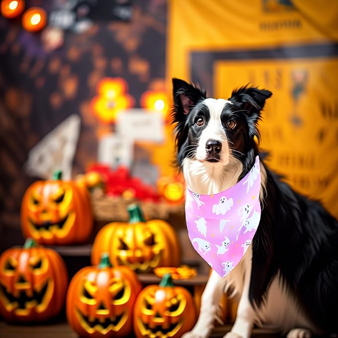 Halloween Dogs Bandanas for Large Dog 33" XL Dog Bandanas 7 Pack Adjustable Dogs Scarves for XXL Breed Grooming L