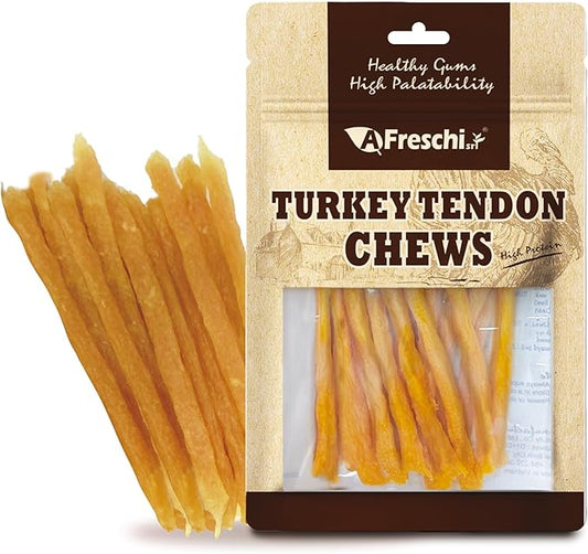 Afreschi Soft Turkey Tendon & Pumpkin Strip 3.5 oz, Turkey Sourced from USA, Dog Treats for Soft Series, All Natural Human Grade Dog Treat, Suitable for Training chew, Rawhide Alternative