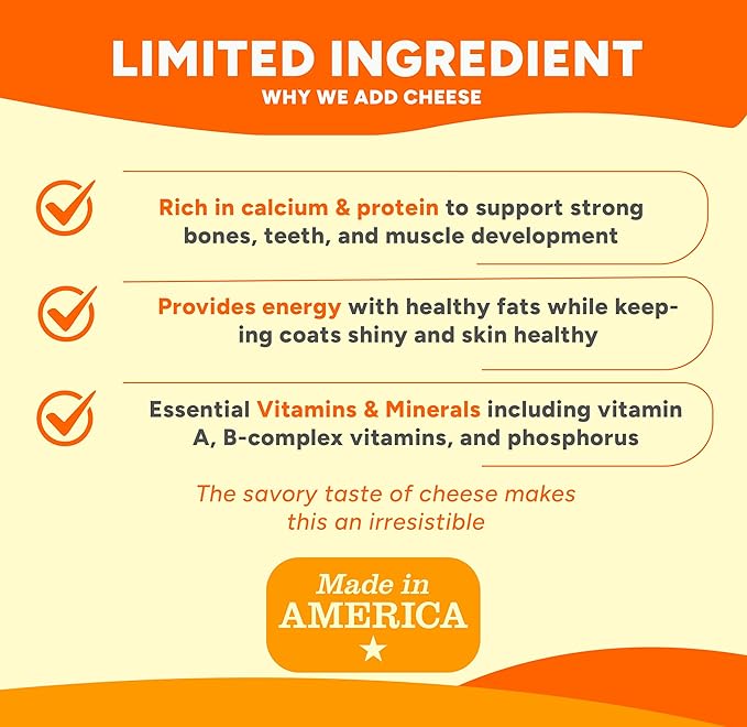 Gaines Family Farmstead Cheese Drizzled Sweet Potato Dog Bones - 8 oz Grain-Free, All-Natural Dog Treats for Digestion, Skin, Energy & Immunity – Limited Ingredient, Made in USA