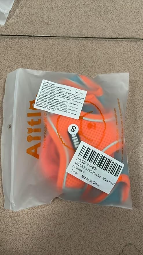 AIITLE No Pull Dog Harness and Leash Set, Step in Adjustable Dog Harness with Padded Vest for All Weather, Dog Leash with Soft Padded Handle, Easy to Put on Small and Medium Dogs Orange S