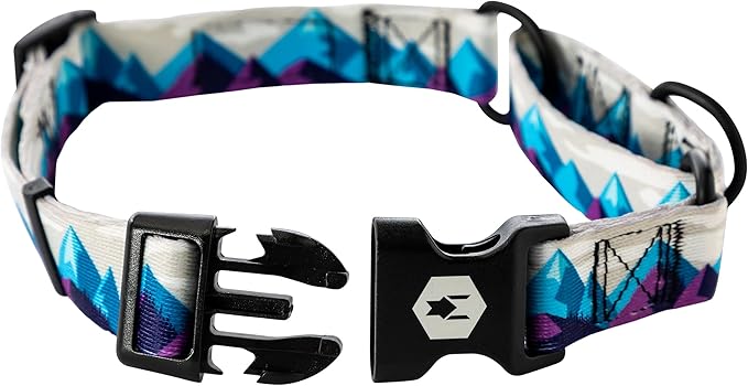 Wolfgang Heavy Duty Martingale Dog Collar with Quick Release Nylon Buckle for Walking & Training, RockyPeaks Print, Medium