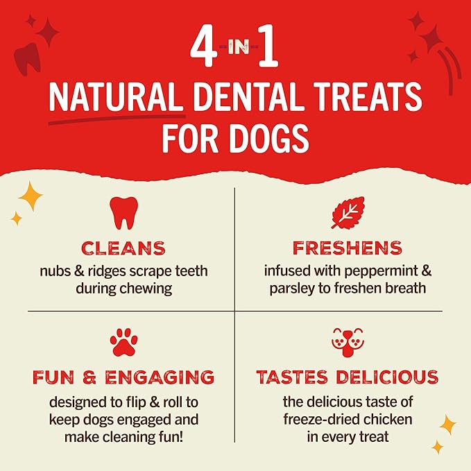 Stella & Chewy's Dental Delights with Freeze-Dried Chicken - Extra Small Dental Treats for Dogs, 5.5 Ounce Bag