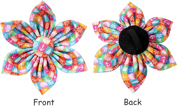Lionet Paws Design Dogs Collar Cute Flower Dog Collars for Girl Female Small Medium Dogs with Colorful Sailboat XS