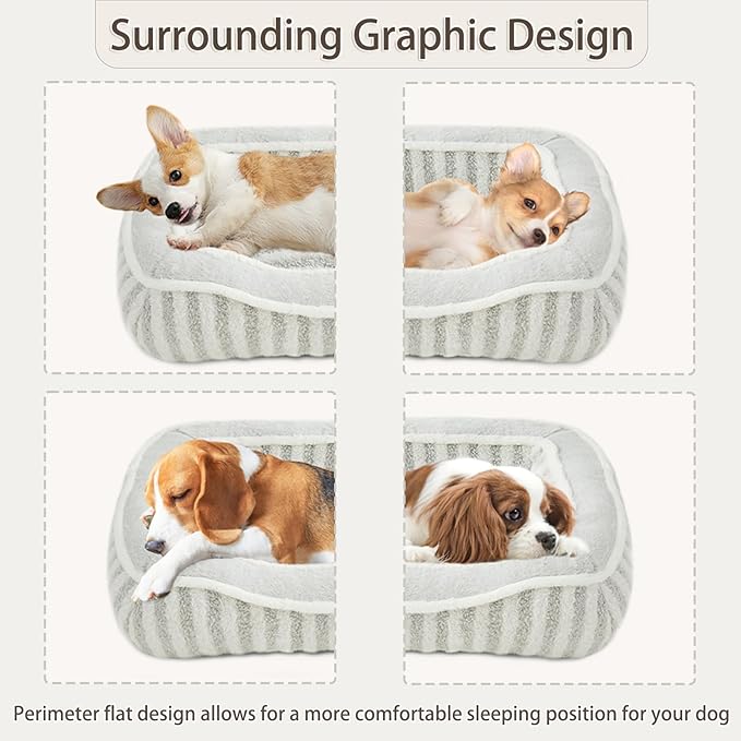 Dog Bed for Medium Dogs Breeds, Rectangular Soft Kennel Bed,Washable Deluxe Plush Dog Crate Beds, Comfy Durable Pet Sleeping Bed with Pillow & Non-Slip Bottom, Size (30"X24" Grey)