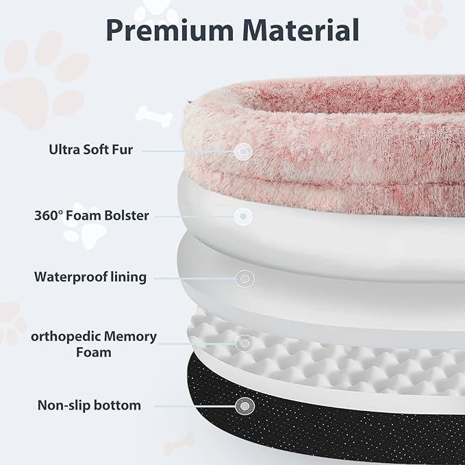 WNPETHOME Human Dog Bed for Adult,71"x 46"Foam Human Sized Dog Beds for People,Fluffy Gaint Dogs Bed for People with Washable Cover & Non-Slip Bottom