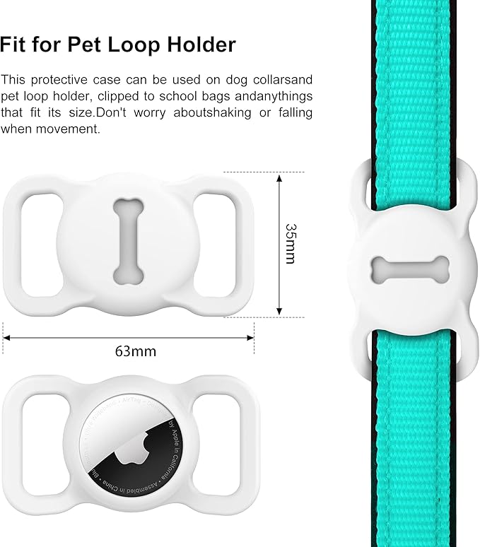 for Airtag Dog Collar Holder, Air Tag Protective Cat Airtag Dog Collar,Silicone AirTags GPS Tracking Accessories,Air Tags with Bone Pattern (1 Pack(White))