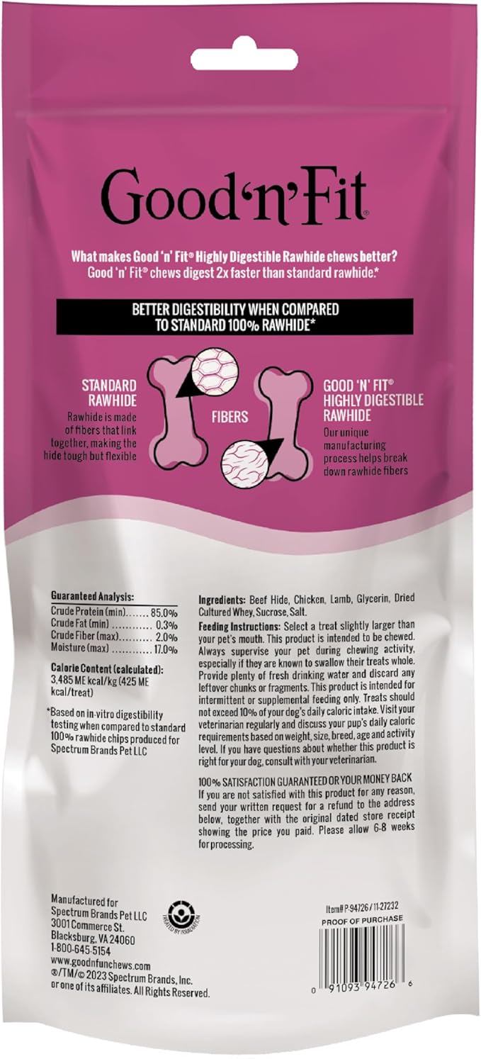 Good ‘n’ Fit Rolls Made with Real Lamb, 2 Large Rolls, Treat Your Dog to Long-Lasting and Highly Digestible Rawhide Chews
