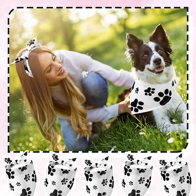 Sanwuta 20 Pack Paw Print Dog Bandanas Bulk for Dogs Triangle Scarf Bibs Kerchief Pet Bandanas Set for Small Medium Large Puppy Cats Pet Costume Accessories Decoration