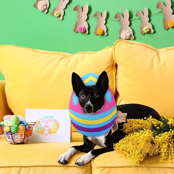 Cute Easter Dog Costume Adjustable Egg Dog Shaped Hat Headwear for Easter Party Pets Cats Festive Bunny Ears Decorative Accessory for Puppy Holiday Dress up(Large)