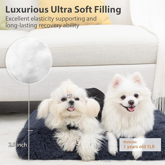 Washable Dog Bed Medium Size With Removable Cover, Super Soft Waterproof Crate Bed, Non-Slip Bottom, Fluffy Pet Bed 2921 Inch, Dark Grey