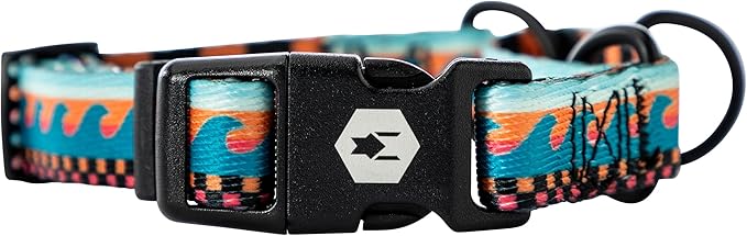 Wolfgang Heavy Duty Martingale Dog Collar with Quick Release Nylon Buckle for Walking & Training, BuenaOnda Print, Medium