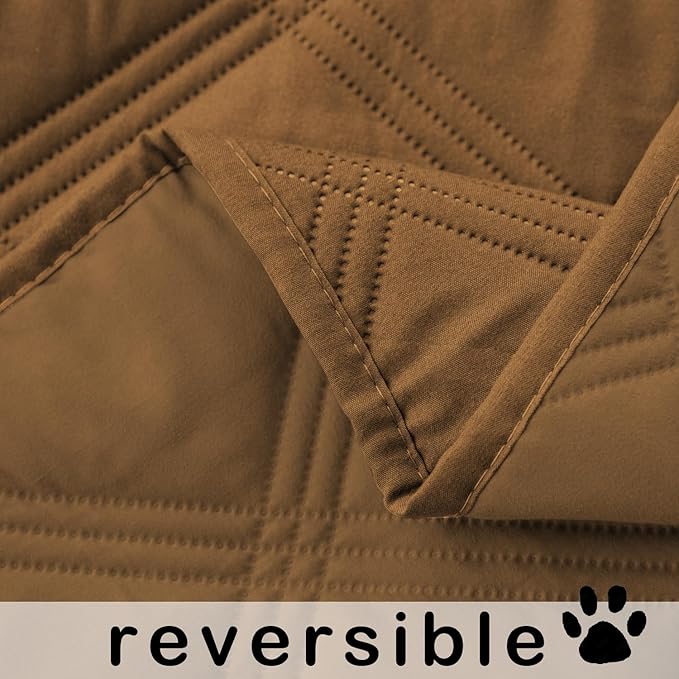 fuguitex Waterproof Dog Blanket Reversible for Small Dogs Resistant Leakproof Washable Couch Cushion Bed Protector Cover for Indoor Furniture Pet Friendly(30"*53",Brown+Brown