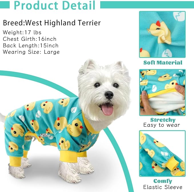 XPUDAC 4 Pieces Dog Pajamas for Small Dogs Pjs Clothes Puppy Onesies Outfits for Doggie Christmas Shirts Sleeper for Pet Cats Jammies-XS