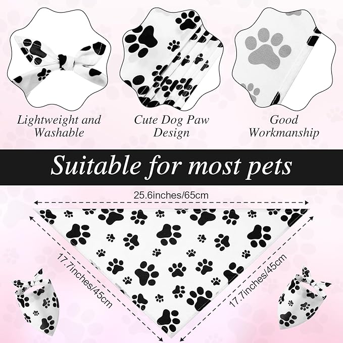 Sanwuta 20 Pack Paw Print Dog Bandanas Bulk for Dogs Triangle Scarf Bibs Kerchief Pet Bandanas Set for Small Medium Large Puppy Cats Pet Costume Accessories Decoration