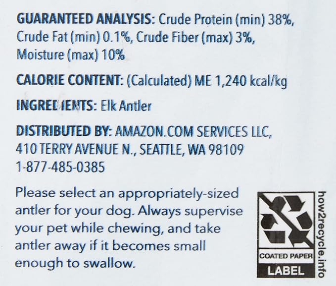 Amazon Brand - Wag Elk Antler - Whole - Small 4-5.5 inches (Best for Dogs Under 15 lbs), 0.70 Ounce (Pack of 2)