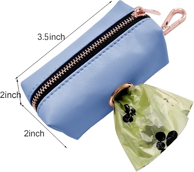 Soft Leather Dog Collar and Leash (6.6') Set - Stylish Rose Gold Heavy Duty Metal Buckle, 4 Adjustable Lengths Leash for Small Medium Large Dogs, Comfortable & Easy to Clean bluepurple Poop Bag Holder