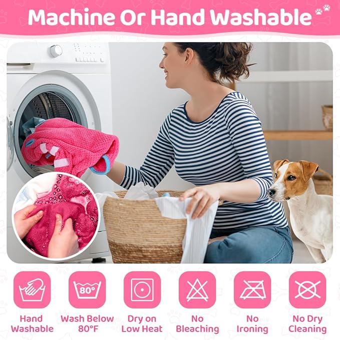 SlowTon Dog Bathrobe Towel - Super Absorbent Microfiber Pet Quick Drying Towel, Wearable Soft Bath Robes for After Bath Shower Swim Wet Walk, Adjustable for Small Middle Large Dogs (Pink, XL)