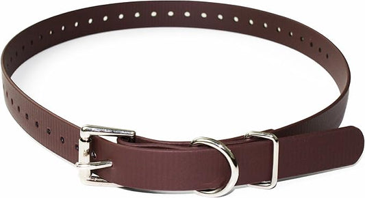 Educator Biothane Dog Collar, Waterproof, Odorproof, Metal Buckle and D Ring, Adjustable for Custom Fit, Cool and Comfortable, for Small, Medium, or Large Dogs, 3/4-Inch, Brown