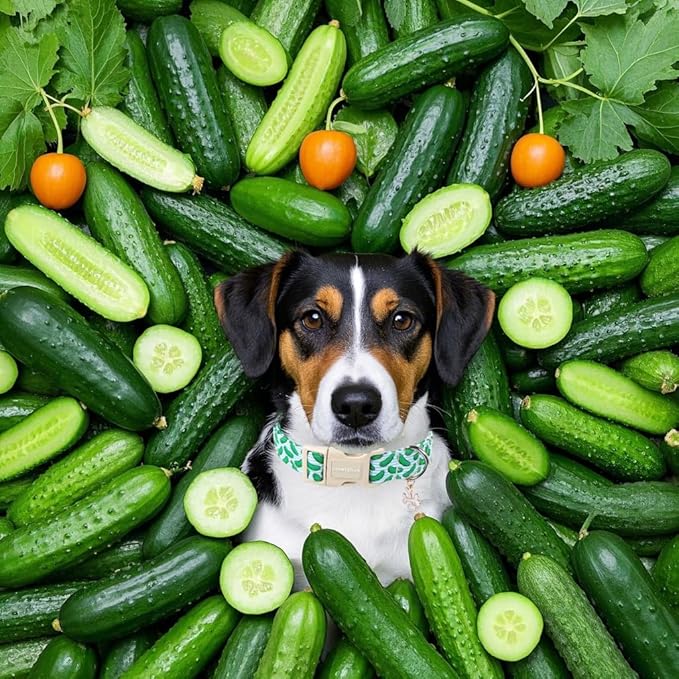 Lionet Paws Summer Dog Collar- Cute Cucumbers Dog Collars with Plastic Buckle,Blue Stripe Light Adjustable Dog Collars for Small Dogs