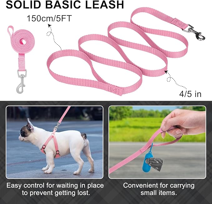 BEAUTYZOO Step in Dog Harness Collar and Leash Set for Small Medium Large Dogs, No Pull No Choke Puppy Harness,Soft Mesh Reflective Pet Padded Vest Adjustable for Doggie Girl or Boy,Chihuahua,Pink XS