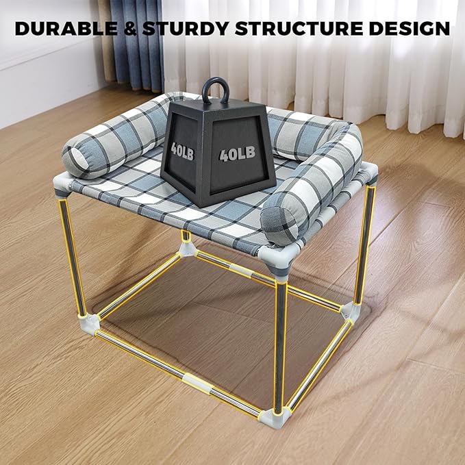 Bedside Cosleeper Pet Dog Bed - Dog Beds with Pillow Extension Attached to Human Bed Height Raised Pet Window Perch (26'' x 20'' x 20'')