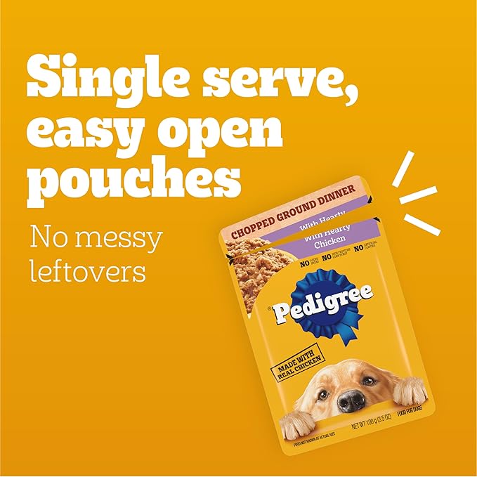 PEDIGREE CHOPPED GROUND DINNER Adult Soft Wet Dog Food 18-Count Variety Pack, 3.5 oz Pouches