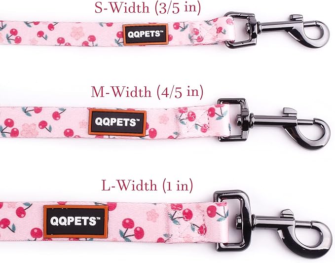 QQPETS Dog Harness Leash Set Adjustable Heavy Duty No Pull Halter Harnesses for Small Medium Large Breed Dogs Back Clip Anti-Twist Perfect for Walking (L(23"-32" Chest Girth), Sakura Pink)