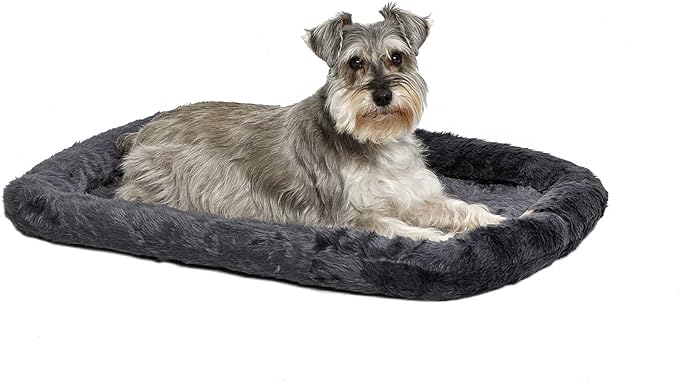 Midwest Homest for Pets Bolster Dog Bed 30L-Inch Gray Dog Bed or Cat Bed w/Comfortable Bolster | Ideal for Medium Dog Breeds & Fits a 30-Inch Dog Crate | Easy Maintenance Machine Wash & Dry