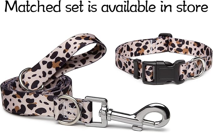 Adjustable Dog Collar with Patterns, Ultra Comfy Soft Nylon Breathable Pet Collar for Small Medium Large Dogs (S, Leopard)